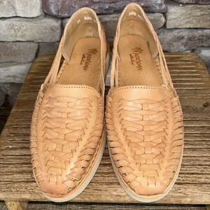 Macarena Collection Tan Huarache Leather Sandals Made in Mexico Fits 7.5-8 NWOT